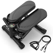 Steppers For Exercise - Mini Stair Stepper Machine With Resistance Bands 330lbs Twist Stepper Portable Exercise Equipment For Full Body Workout-Black