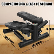 Steppers For Exercise - Mini Stair Stepper Machine With Resistance Bands 330lbs Twist Stepper Portable Exercise Equipment For Full Body Workout-Black