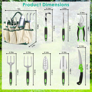 13Pcs Garden Tool Set Aluminum Alloy Gardening Hand Tools Starter Kit With Garden Bag Heavy Duty Outdoor Hand Tools With Non-Slip Ergonomic Handle For Plant Gardening