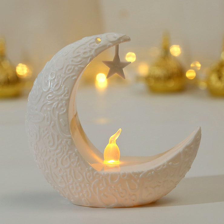 Star Moon Candlestick Arabian Lantern Electric Candle Lamp Storm