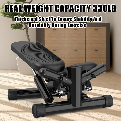 Steppers For Exercise - Mini Stair Stepper Machine With Resistance Bands 330lbs Twist Stepper Portable Exercise Equipment For Full Body Workout-Black