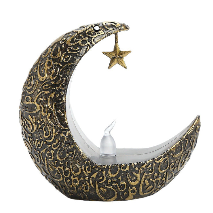 Star Moon Candlestick Arabian Lantern Electric Candle Lamp Storm